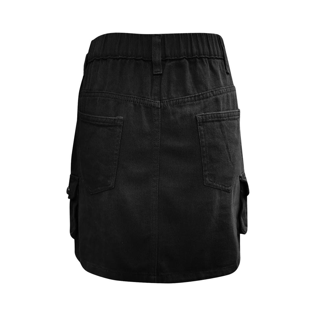 2025 Nové trendy dámská móda Ležérní Jednobarevná Džínovina Více kapes Opasek Kabát Šortky Sukně