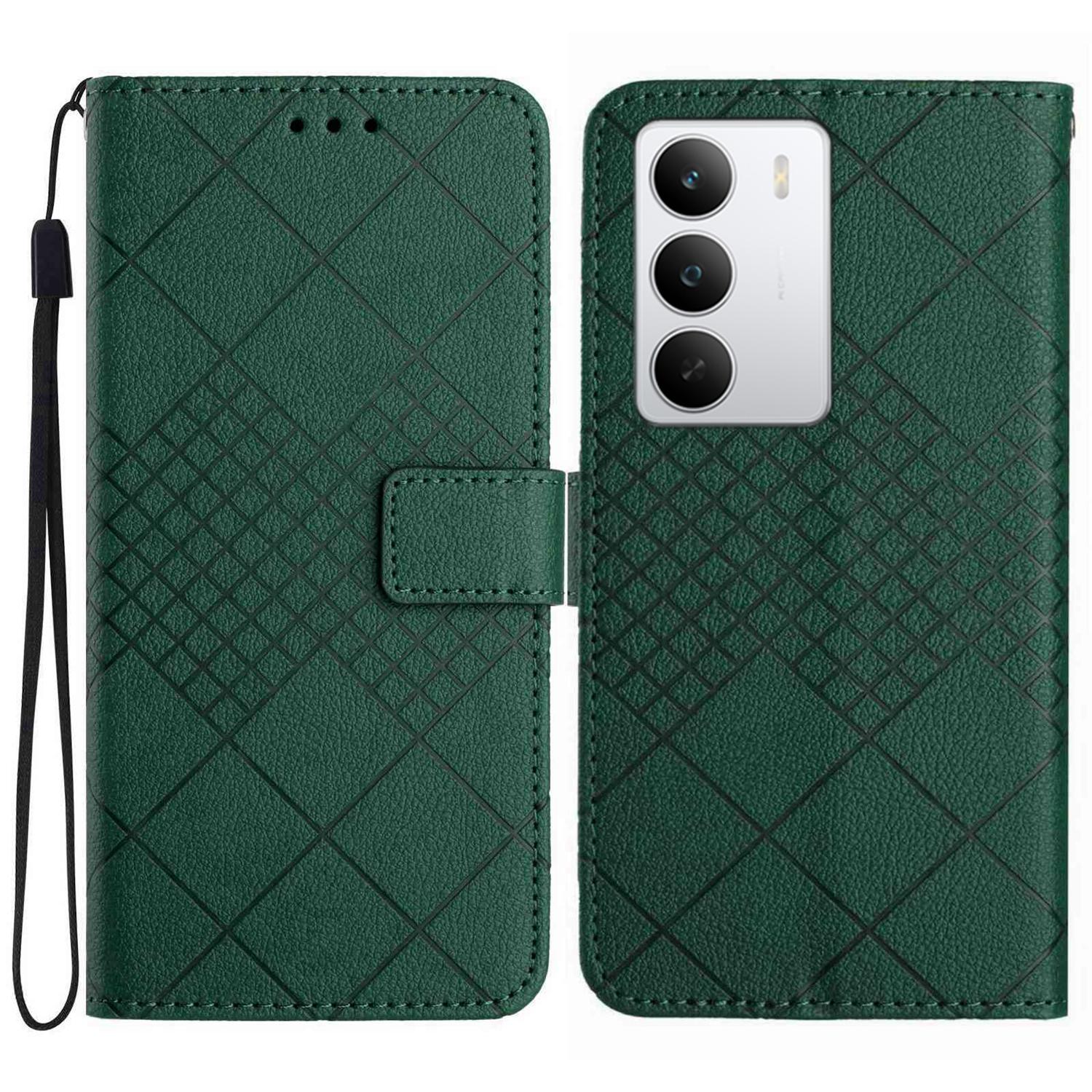 

For Realme C71 4G Case Wallet Imprint PU Leather Flip Folio Phone Cover Green