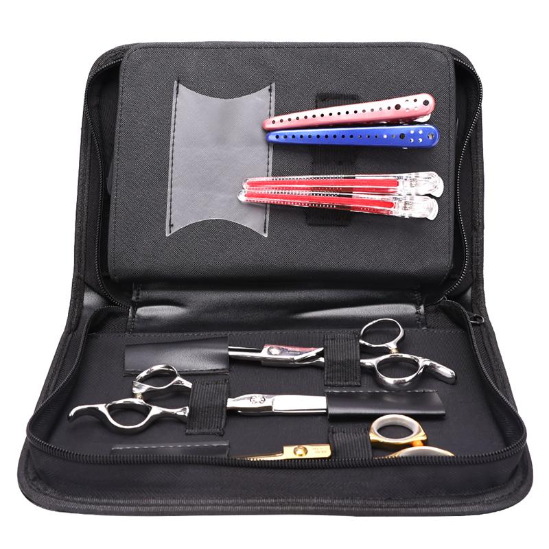 Matte PU Leder Friseurscheren Aufbewahrungstasche Tragbar Reißverschluss Haarkamm Klipp Holster Beutel Salon Friseur Werkzeug Organizer