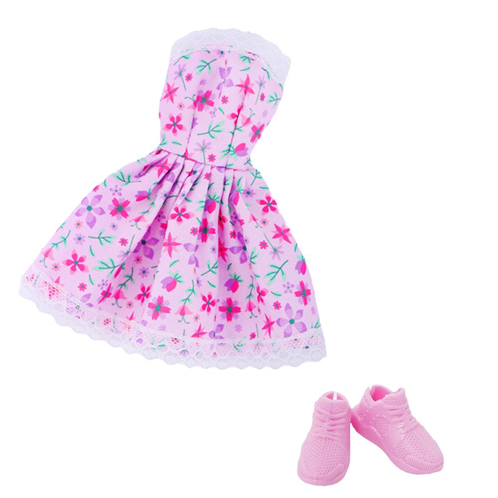 2 Pcs/Set Fashion Doll Clothes Daily Wear Tops Pants Mini Dress Gown with High Heels Shoes Sport Boots
