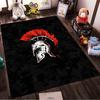 Spartan Helmet Design Carpet with Red Crest on Black Camouflage Background Suitable for use as an anti-slip for living room bedroom sofas
