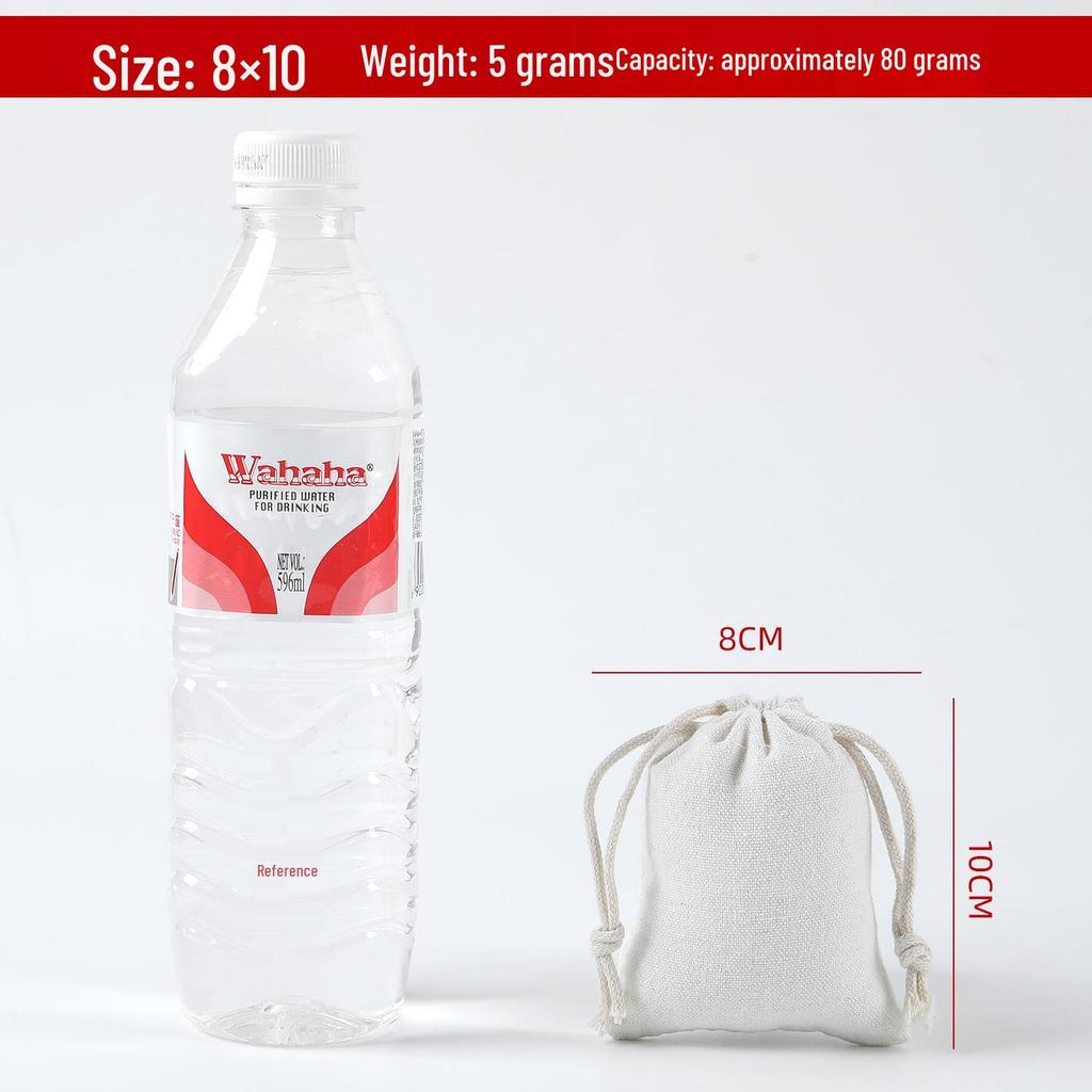 Cotton Linen Drawstring Canvas Bag, Single Layer Breathable Storage for Sundries