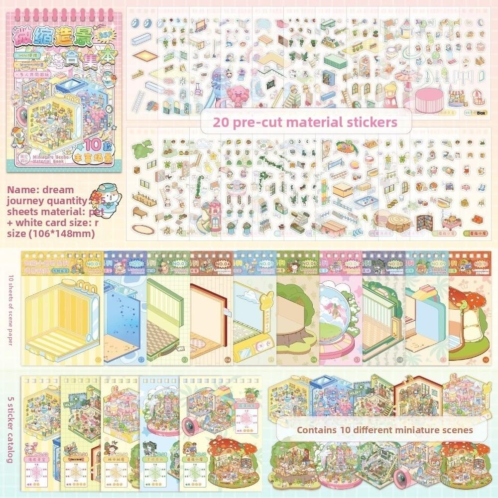 Mini Size 3D Landscape Sticker PET Pocket Sticker Book New DIY Sticker Books  For Kid Children