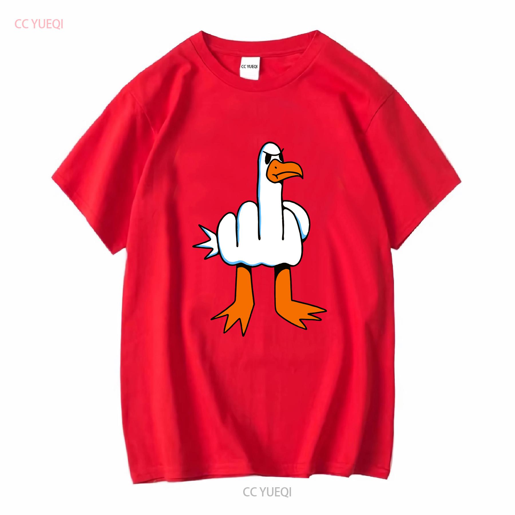 Смешная футболка Грубая чайка Дизайн Средний палец День рождения Топ винтажный Стиранный Дышащий Универсальный Слегка повседневный Удобный S