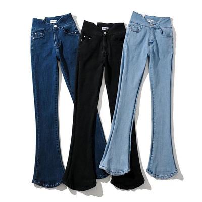 High Waist Flared Jeans Women Slim Fit Butt Lifting Stretch Denim Pants Street Style