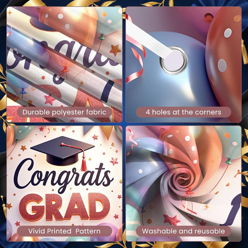 Grad Event Display Grad Cap Design Graduation Banner Grad Background Star Decor Graduation Backdrop For Commencement Party