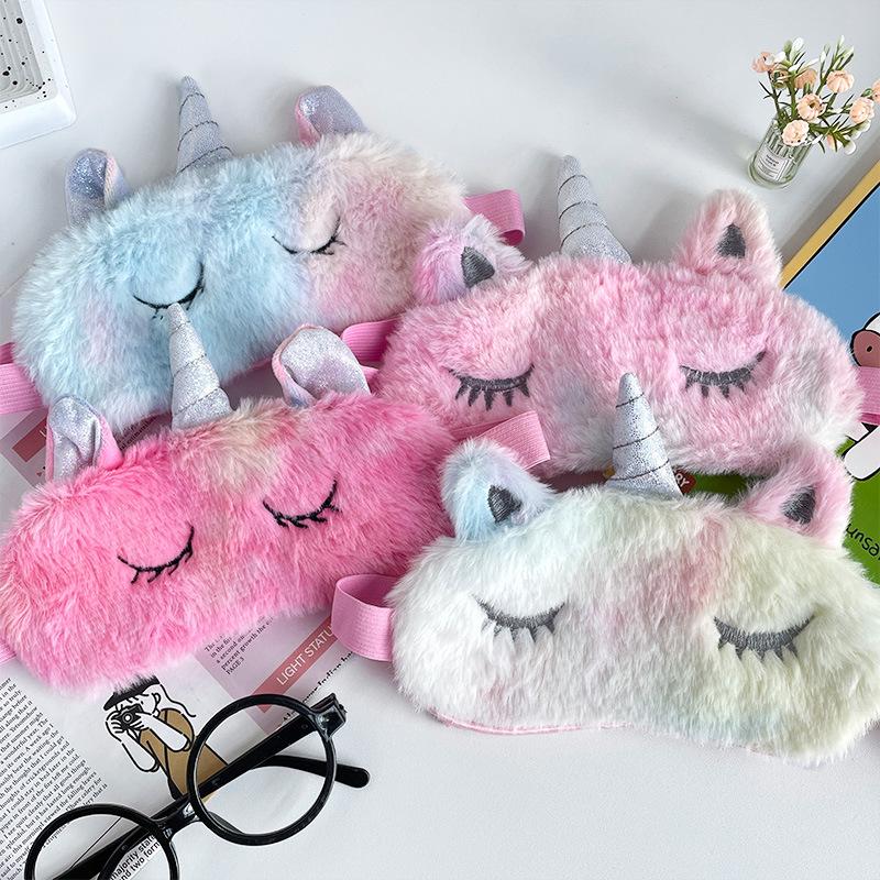 

2025 Cute Unicorn Plush Light-Blocking Eye Mask for Women