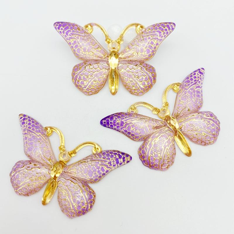10Pcs/Lot New Acrylic Mixed Butterflies With A Hole Flat Back Scrapbooking Hair Bow Center Embellishments DIY Accessories C78