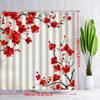 1pc Red Cherry Blossom Shower Curtain - Polyester Fabric, Home Bathroom Decor Bath Curtains, Digital Drawing, Vibrant Blossoms,