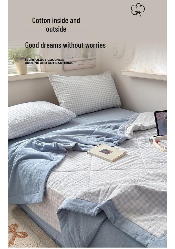 Class A Xinjiang Cotton Summer Quilt: Lightweight, Breathable, Pure Cotton 3-Piece AC Blanket for Dorms, Machine Washable.