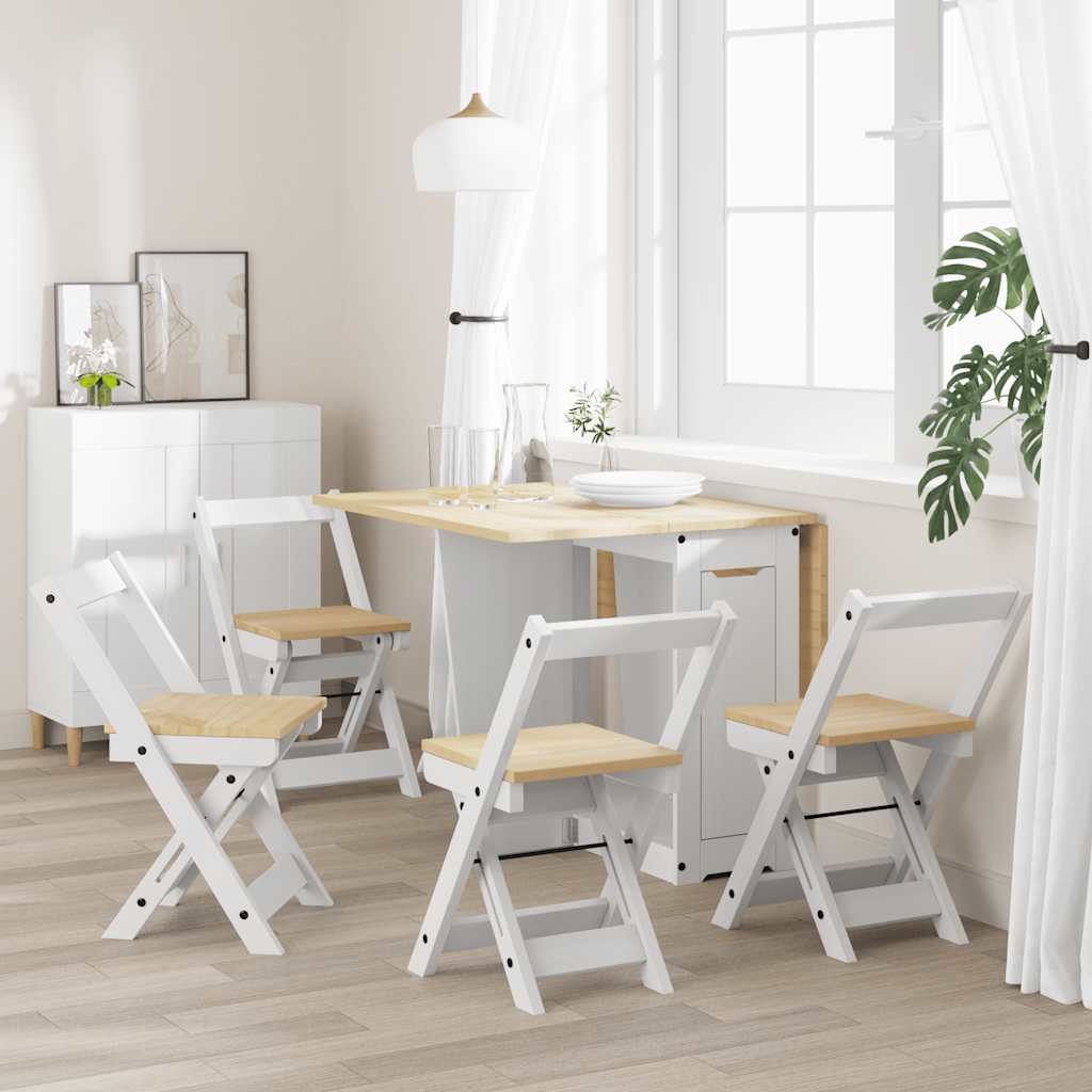 Vidaxl Corona Dining Chairs, Folding, 4 Pcs, White, Pine