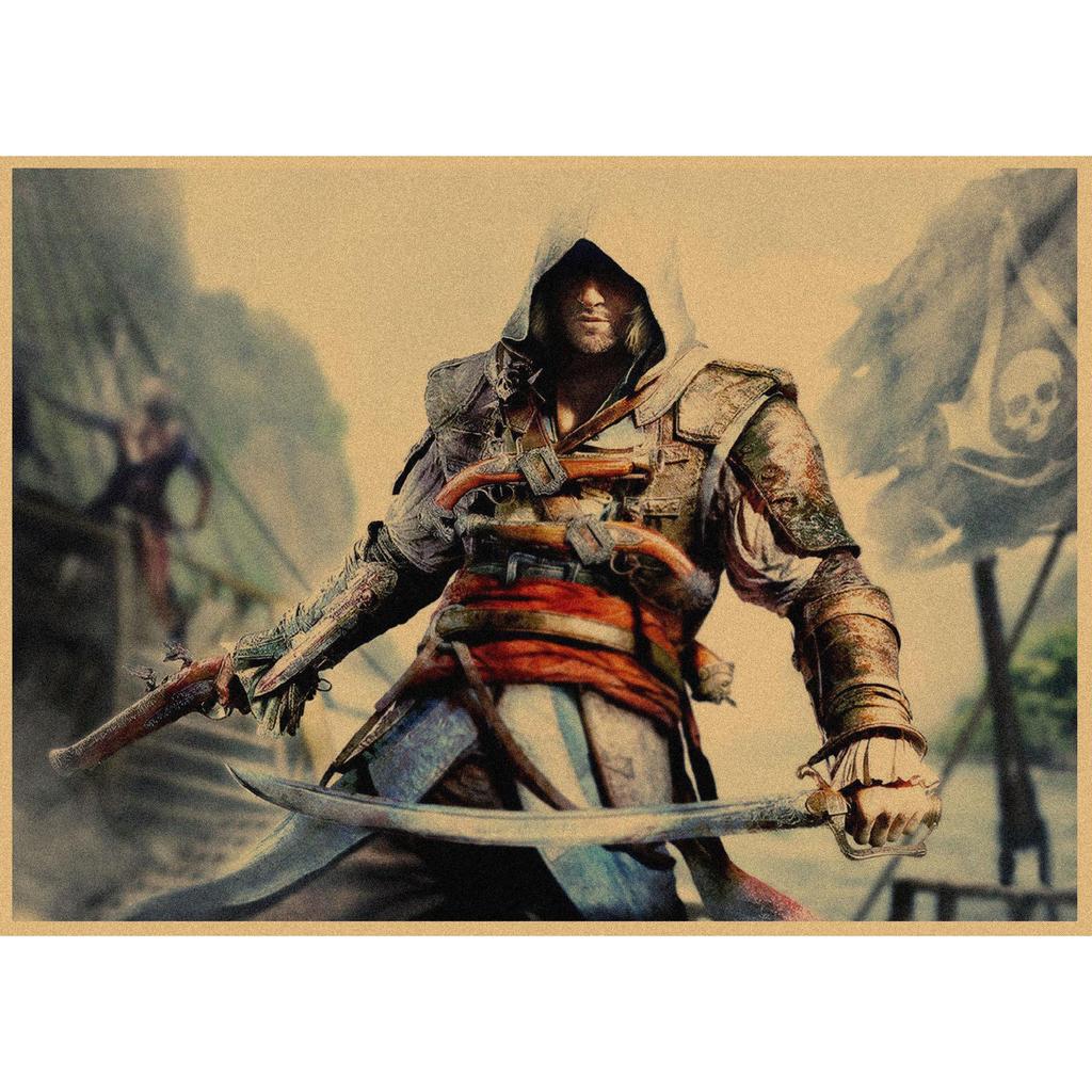 Assassin's Creed Retro Kraft Paper Wall Poster Mural 250
