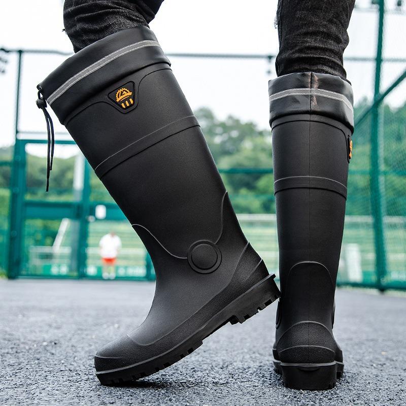 Kuangjia steel head steel sole anti-smashing rain shoes men's high water boots industrial water shoes labor insurance anti-skid construction site