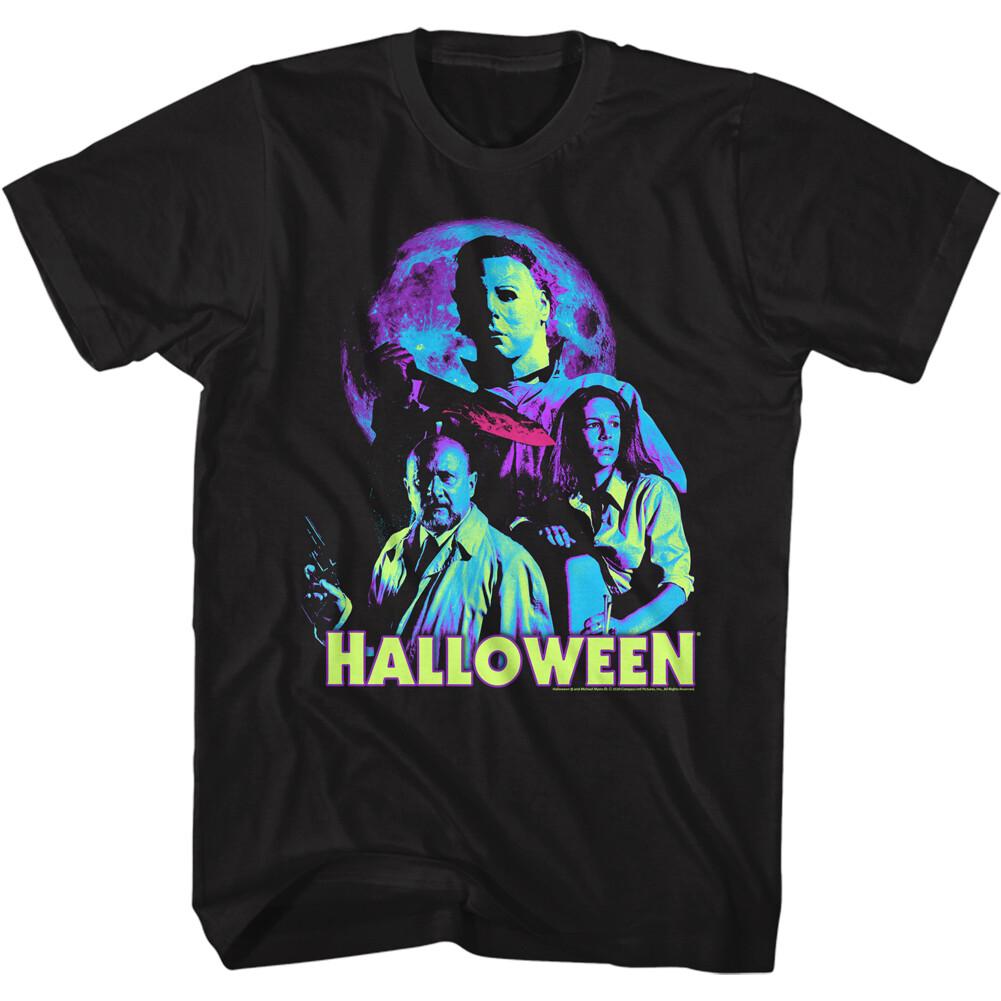 Halloween Horror Movie Michael Myers In Neon Moon Light Men T Shirt L