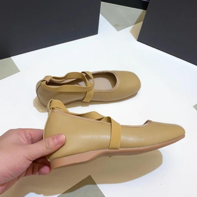 Fashion Women's Flat Shoes Spring New Square Head Shallow Mouth Soft Sole Anti-slip Wear-resistant Low-top Shoes
