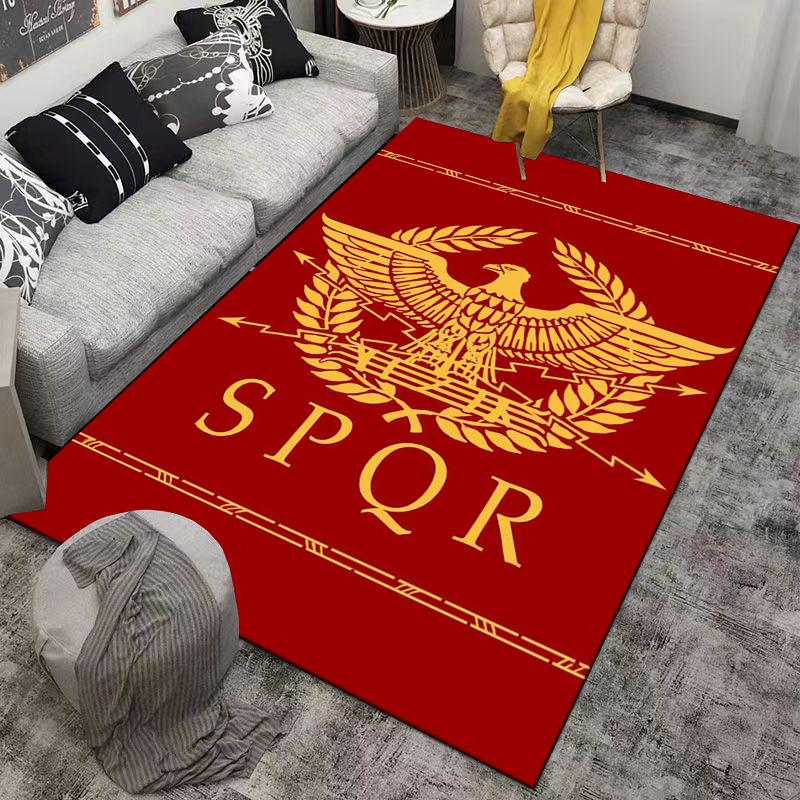 Roman Empire SPQR Eagle Emblem Red Carpet, Classic Floor Mat Decor Suitable for Use As an Anti-slip for Living Room Bedroom Sofas