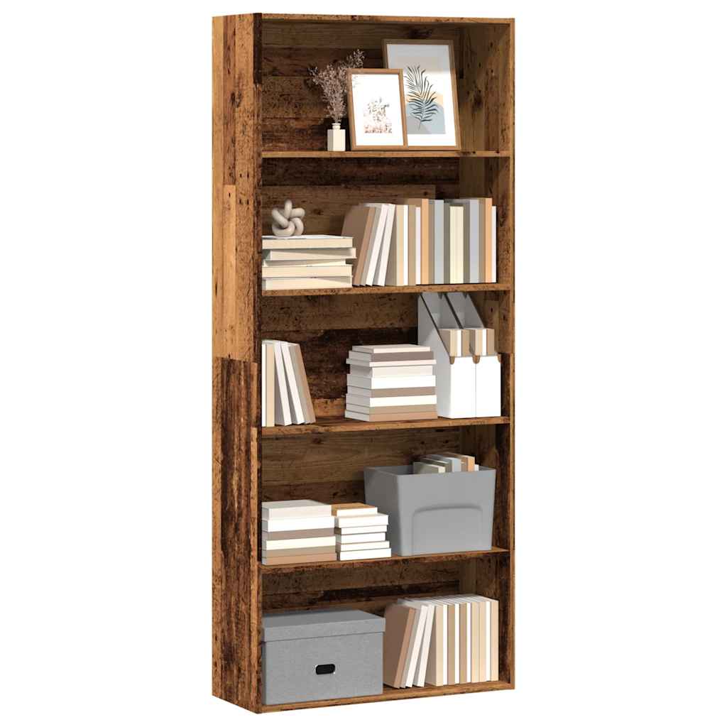 Bookshelf Reclaimed Wood Look 80x30x189 cm Engineered Wood