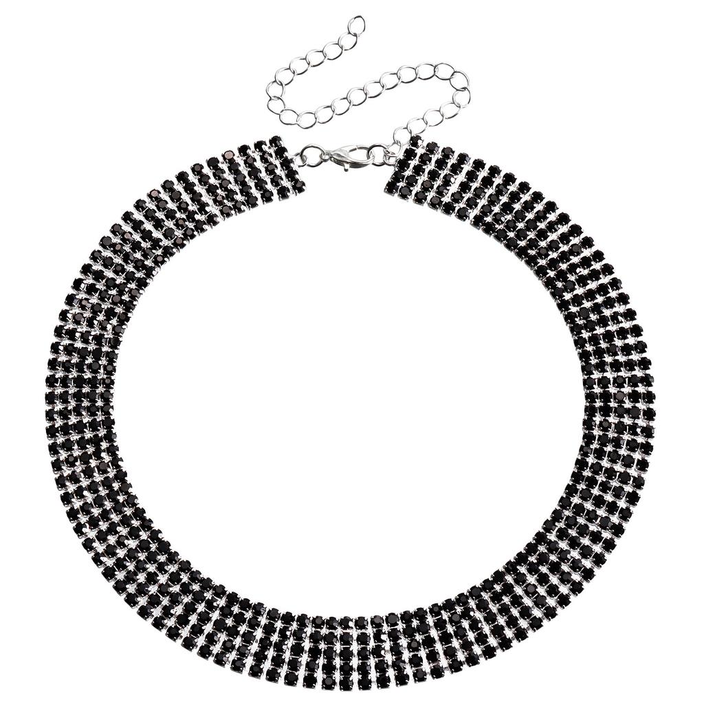 Accessories, Temperament Multi-Row Claw Diamond Chain Necklace, Women'S Banquet Accessories, Wind Black Full Diamond Necklace