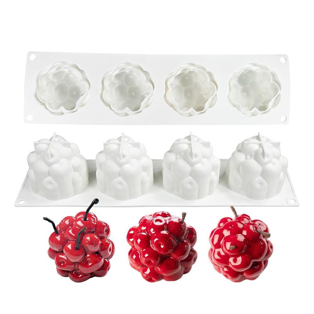 Lebensmittelechtes Silikon Obstförmige Dessertform 4 Mulden Schokoladenform Premium Backform Dessert