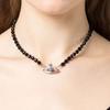 VIVIENNE WESTWOOD One Row Relief Choker Black Onyx Brass Necklace Women Necklace 63030019W270W270
