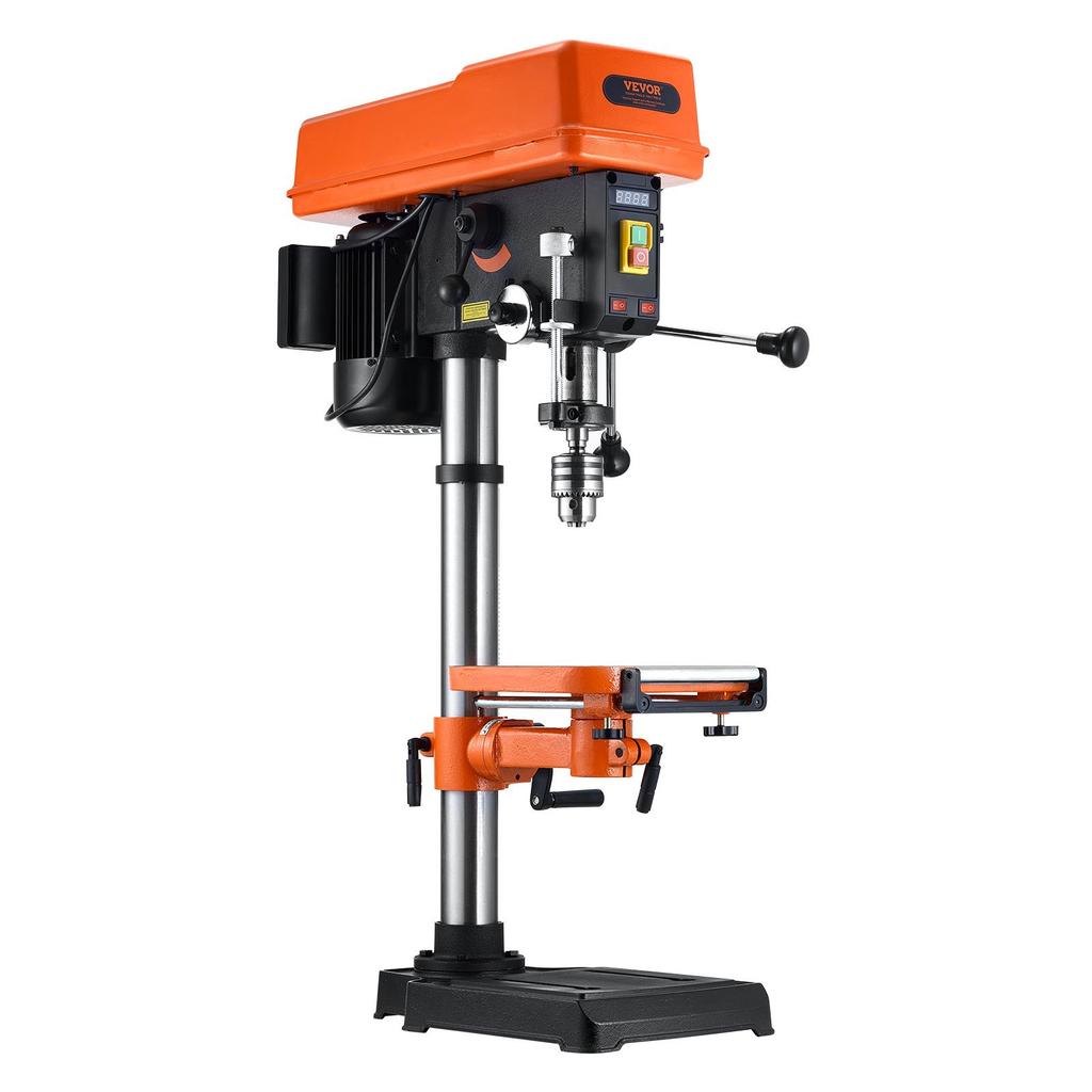 VEVOR 304.8 mm Benchtop Drill Press, 750W, 340-2200 RPM Variable Speed Bench Drill Press, with 0-45 degrees Tilting Worktable, LED Work Light