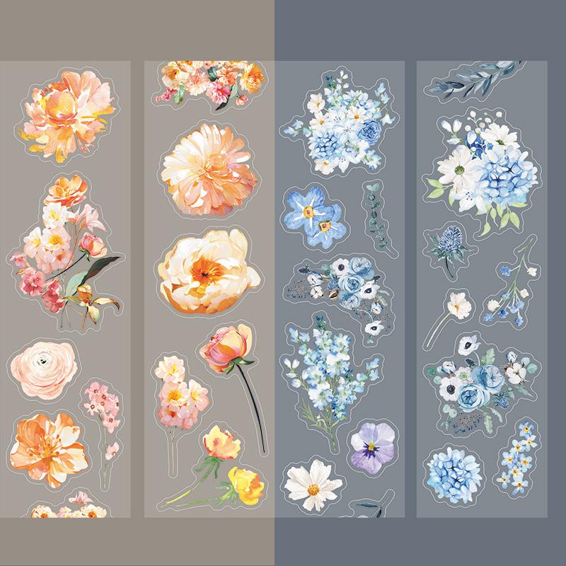 2 Rolls PET Tape Flower Wreath Pattern Tape Creative Handmade Account Landscape Collage Material DIY Greeting Card Decoration