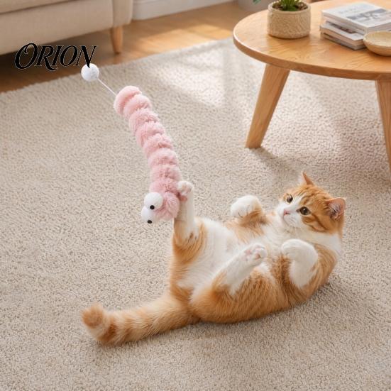 Cat Engagement Toy Plush Caterpillar Toy, Stuffed Chew Kitten Kicker for Cats with Tail Ball Biting Kicking Shaking Fun Interactive