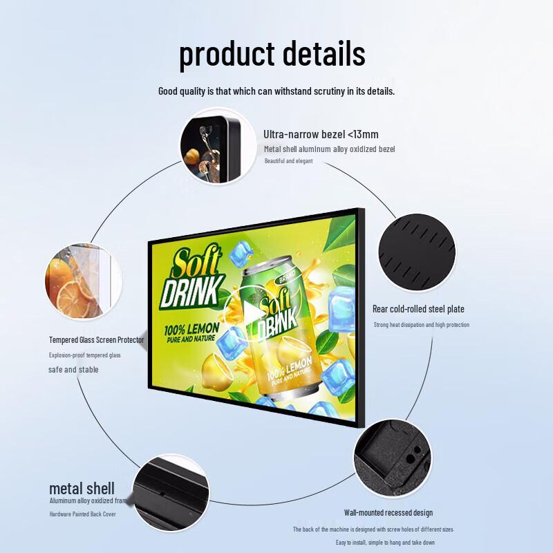 LUOBAOYI Wall-Mounted Digital Signage Display CN plug (adapter included)