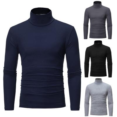 Herren Herbst Winter Slim Fit Unterzieh-T-Shirt Rollkragen Langarm Einfarbig