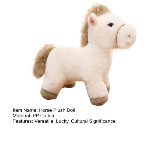 Realistic Horse Plush Toy Year of The Horse Zodiac Soft Stuffed Animal with PP Cotton Filling 2026 Chinese New Year Gift