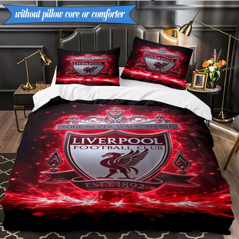 Liverpool Football Club 3 Pezzi Biancheria da Letto, Include 1 Federa per Piumone e 2 Federe Perfetta per Natale, Ideale per Camera da Letto, Dormitorio