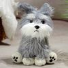 Dog Schnauzer Plush Doll With Expression Design For Kids Gift Decor Bedroom