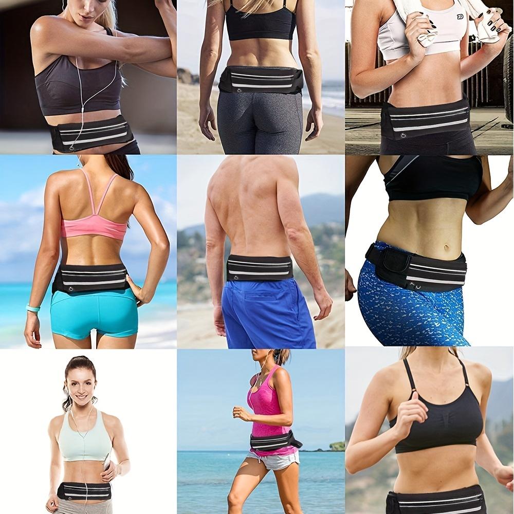 Pink waterproof running waist pack with shockproof phone holder and water bottle pocket,suitable for outdoor fitness and cycling