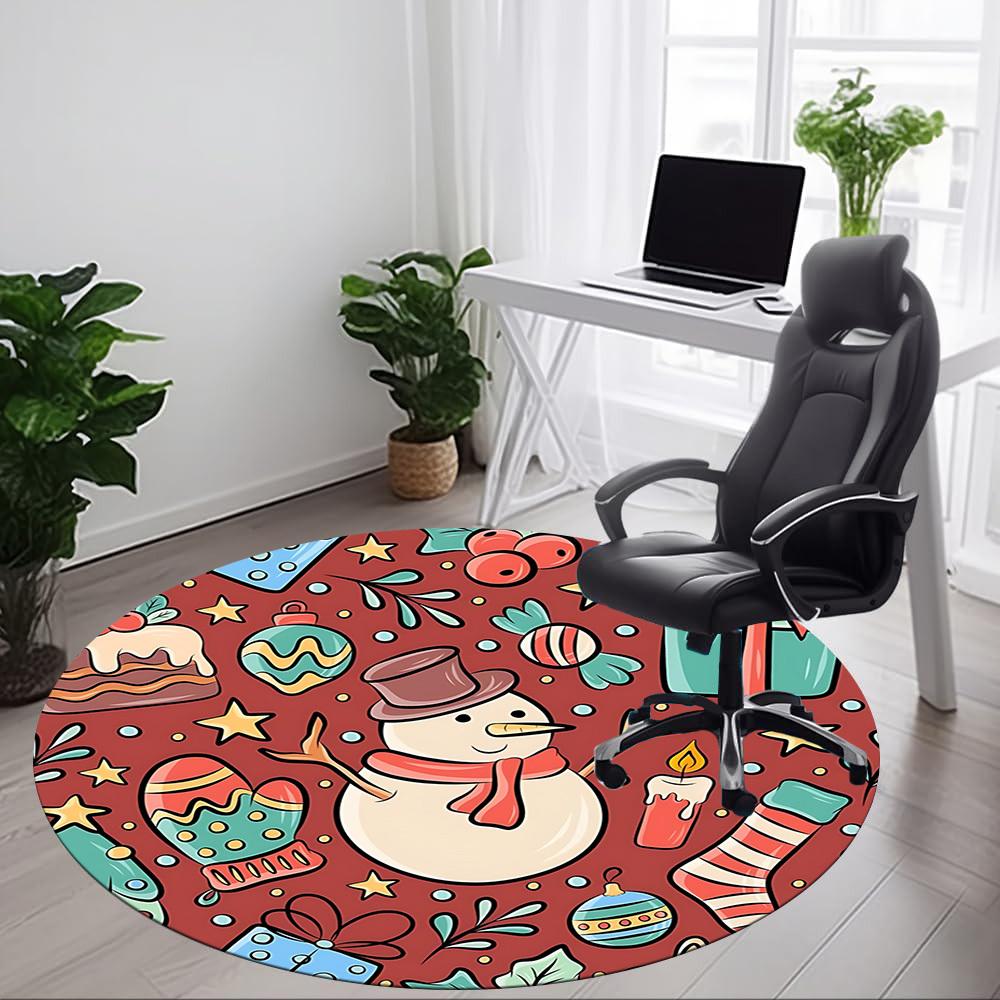 1pc Christmas Ornaments Carpet for Office Non-Slip, Round Carpet, Soft & Comfortable, Carpet for Office, Lightweight Round Floor Mat