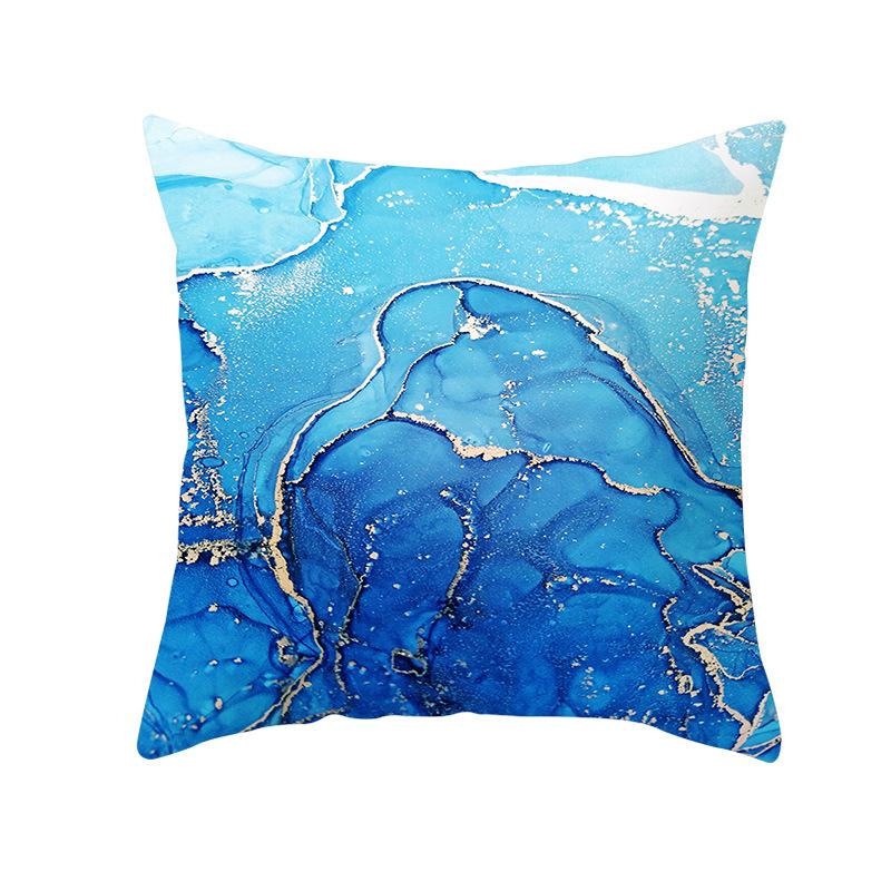 Nordic Marble Pattern Gold Edge Printed Peach Skin Pillow Cover Watercolor Ink Pattern Home Bedroom Pillow Cushion Cover