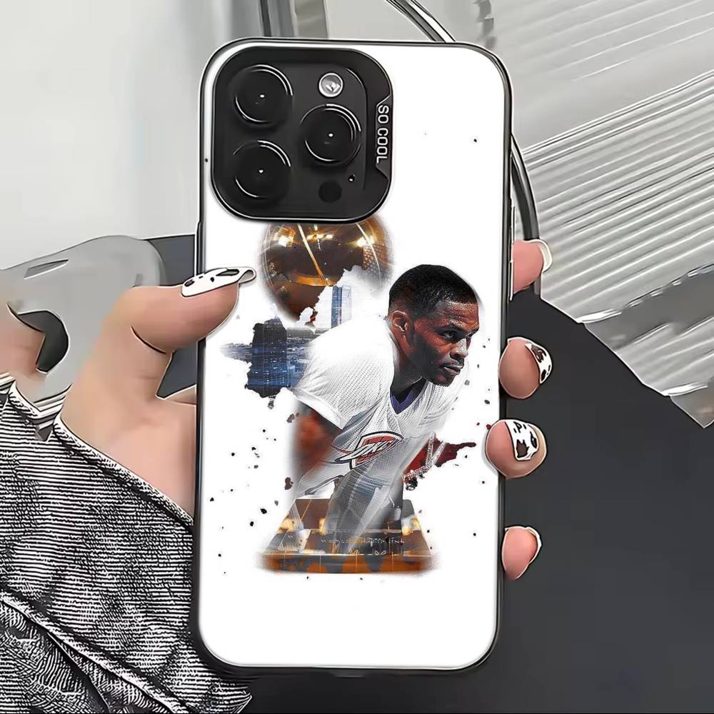 Russell Westbrook Basketball Cheer Phone Case For iPhone 17,16,15,14,13,12,11 Plus,Pro Max,XS,Colored Silver Plated Inside Cover