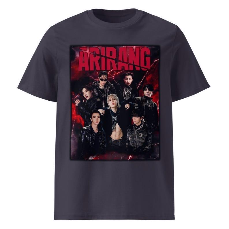 Summer Fashion Tee BTS Arirang Hooligan Style T-shirt - Edgy Group Collage Red Lightning Kpop Concert Merch ARMY Gift