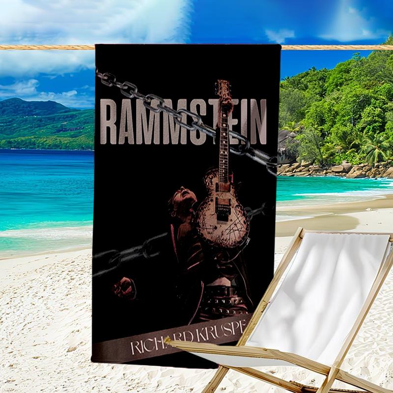 1pc Rammstein1 Beach Towel, Beach and Seaside Swimming Pool Equipment, Fashion Pattern, Rectangular, Travel Essentials