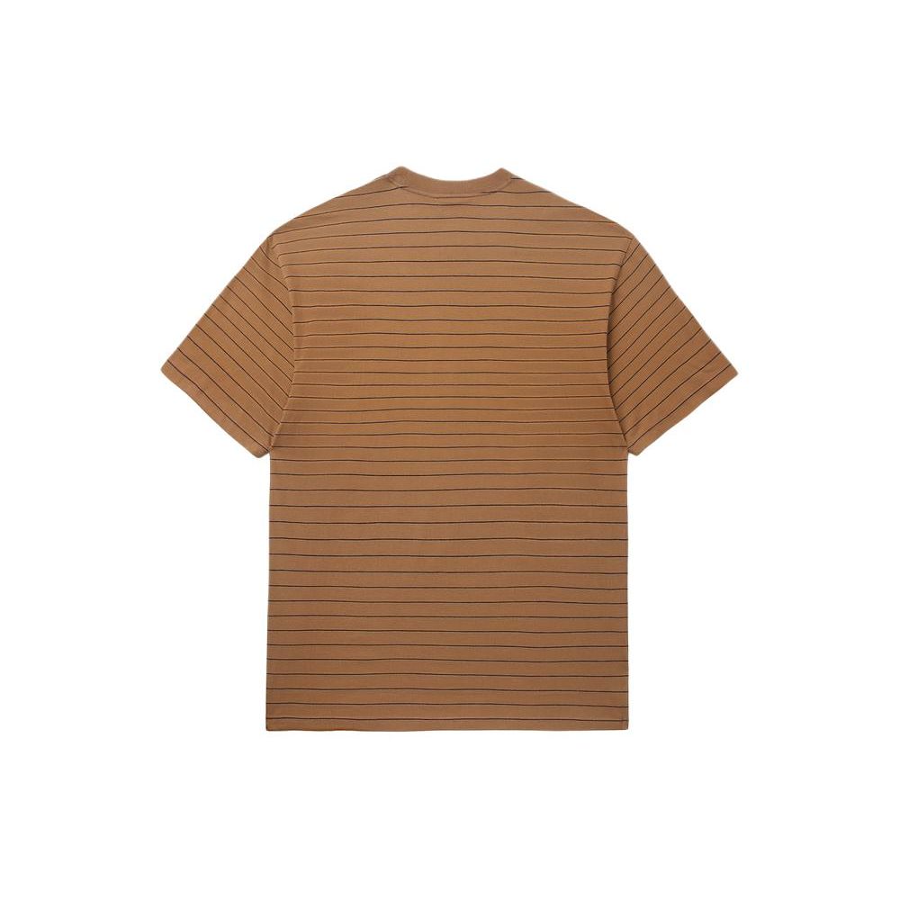 Carhartt WIP SS24 Logo Print Striped Short Sleeve T-Shirt Men Tops Brown CHXTEI032850M-BWB