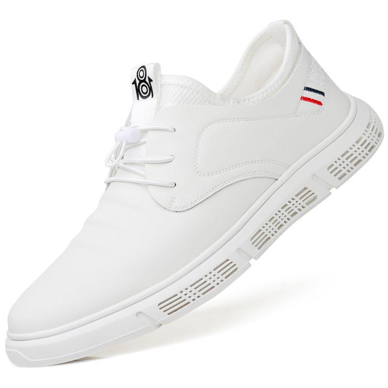 New spring men s  casual shoes leather shoes men s lace-up soft-soled spring and autumn cowhide men s shoes 38 белый
