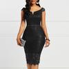 Elegant Lace Short Sleeve V Neck Bodycon Dress For Summer Evening Wear