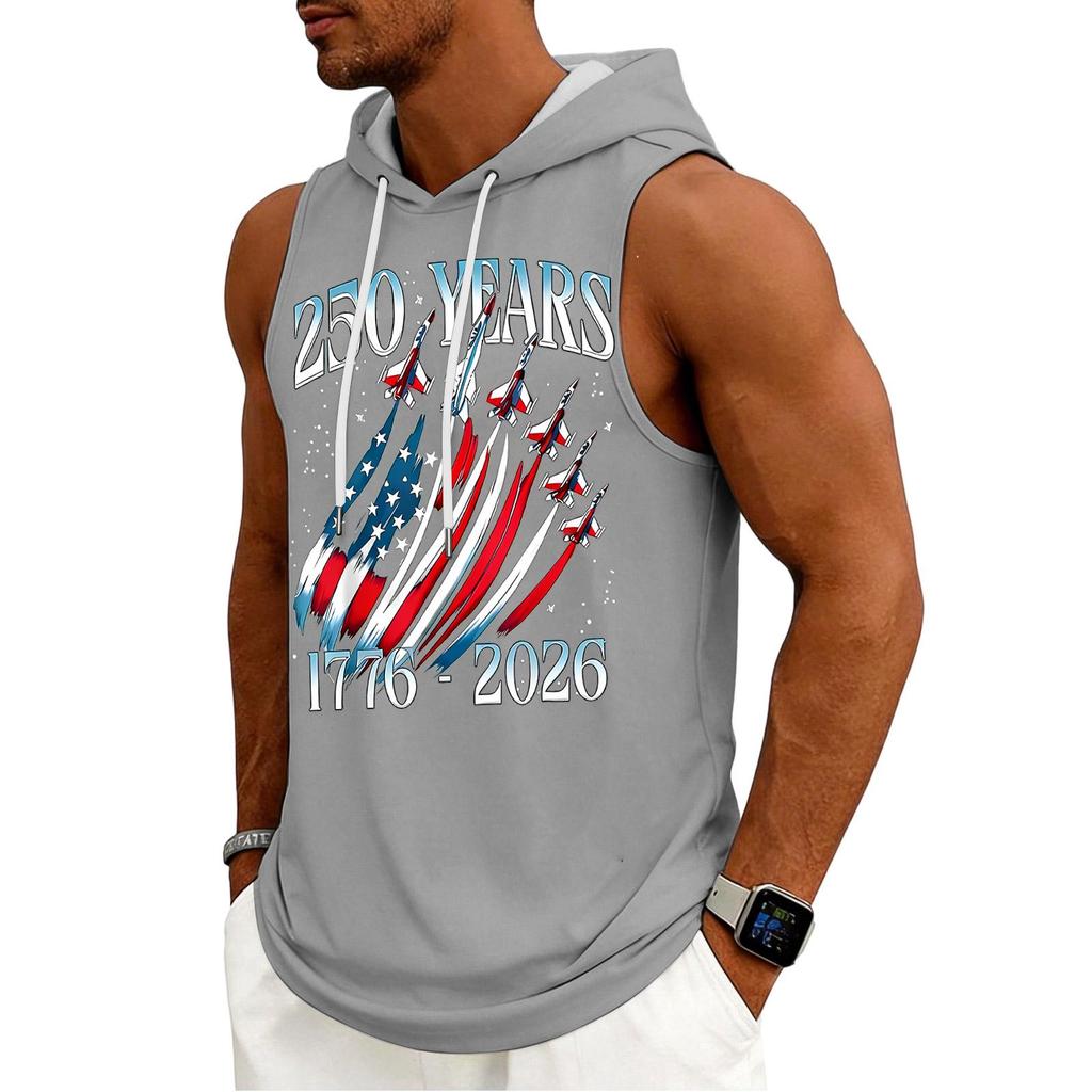Men's Tank Top Gym Sleeveless Hoodie Shirt Washed Sports Muscle Shirts Fitness Vest With Hood