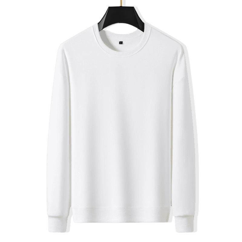 Pure Cotton Crew Neck Sweater Men's and Women's Autumn Solid Color Loose Large Size Casual Sports Jacket Long Sleeve T-shirt
