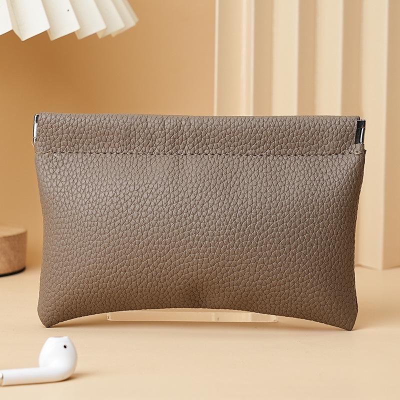 Luxurious Black Litchi Leather Snap-Closure Jewelry & Lipstick Pouch