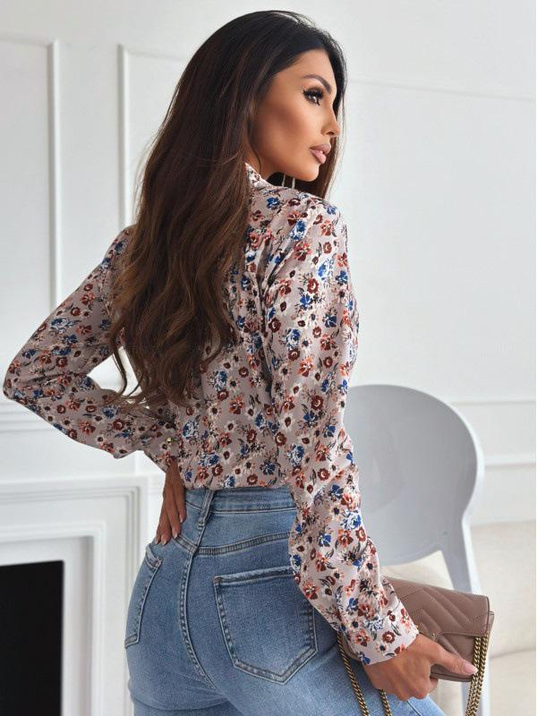 2026 Autumn Fashion Multicolor Long Sleeve Printed Women's Blouse Shirt