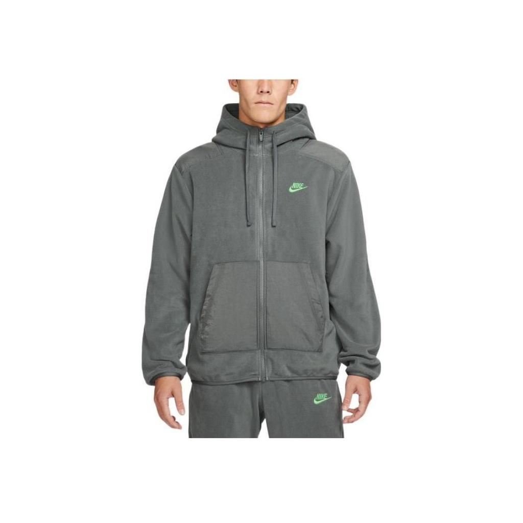 Nike Logo Print Drawstring Hoodie Long Sleeve Men Hoodie Gray DD4883-068