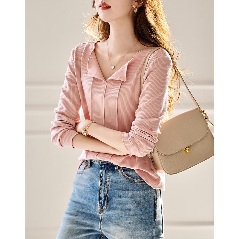 

Demana Women s Ruffle Trim Long Sleeve Knit T-shirt S