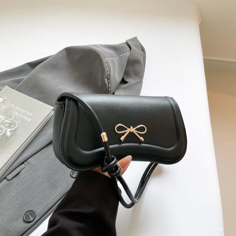 Sweet Bow Shoulder Bag Spring and Summer New Trendy Fashion Solid Color Design Casual Portable Small Square Bag