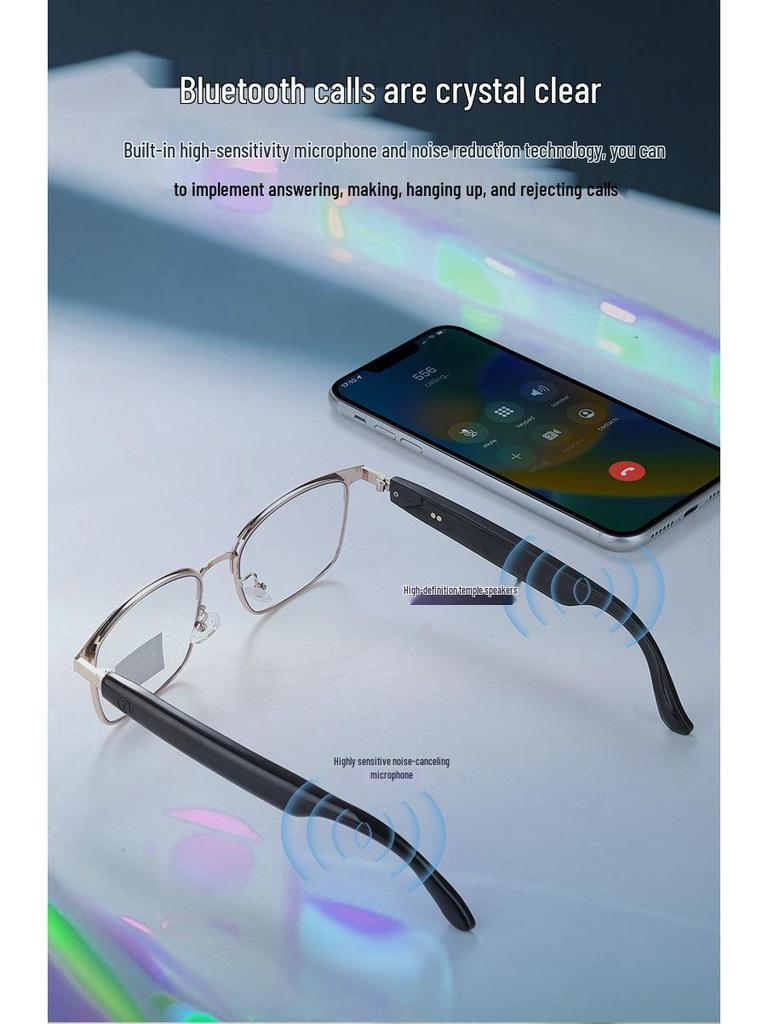 Smart Bluetooth Outdoor Glasses GS06/GS07: Metal Frame, Photochromic Lenses, Magnetic Charging, Dual Channel Audio.