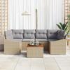 VidaXL Ensemble de Canapé de Jardin en 7 pièces avec Coussins Beige en Rattan Poly Acacia 3347784